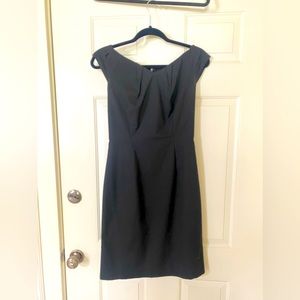 Black mid-length dress v-neck
